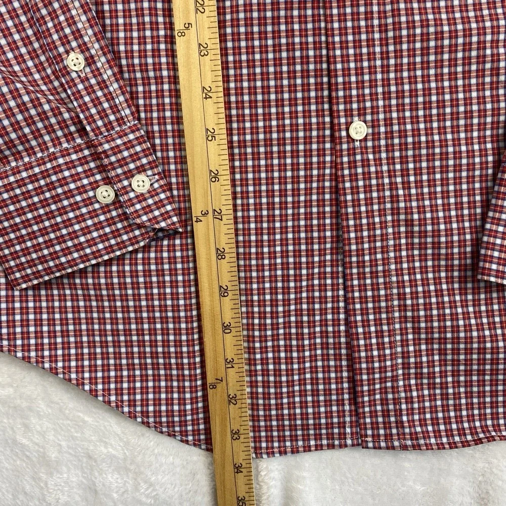 J. M. Haggar Premium Performance Shirt Mens 16.5-36/37 Red Checks No Iron NWT!